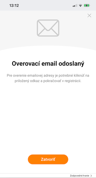 Niké registrácia overovací email