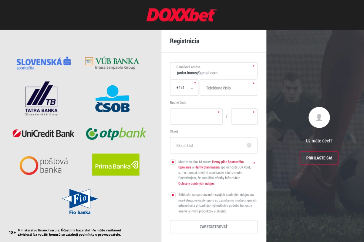 Doxxbet registrácia