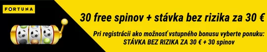 30 free spinov + stávka bez rizika za 30 €