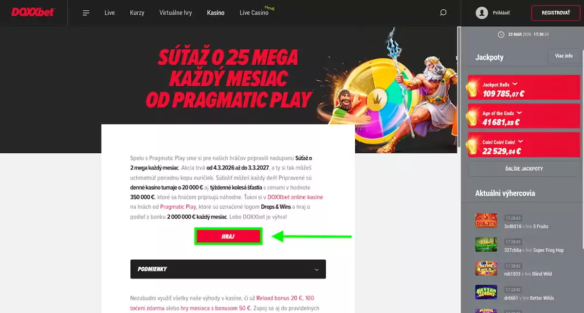 Ako sa zapojiť do súťaže o 25 mega od Doxxbet