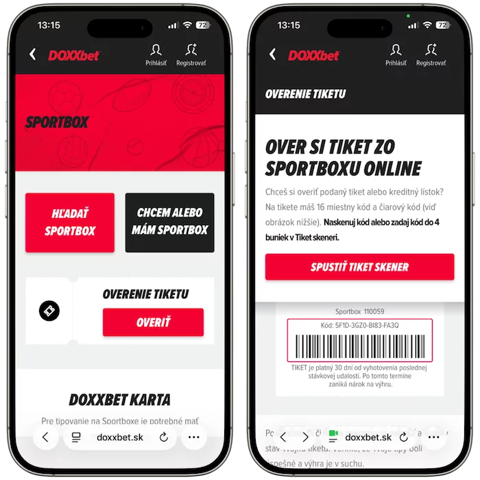 DOXXbet Sportbox a overenie tiketu