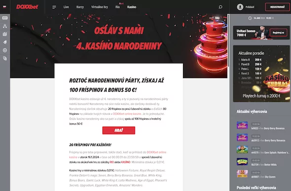 Kde nájdem promo akciu Doxxbet casino 4. narodeniny