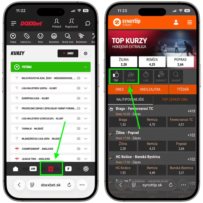 Kurzová ponuka DOXXbet vs Synottip