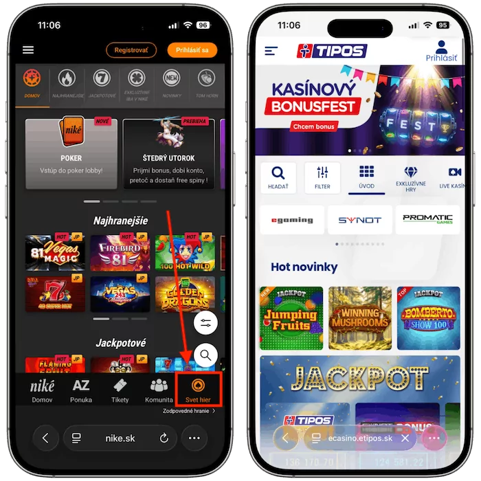 Online casino Niké vs Tipos
