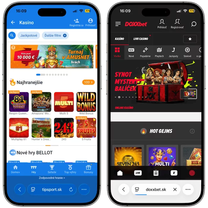 Online casino Tipsport vs DOXXbet
