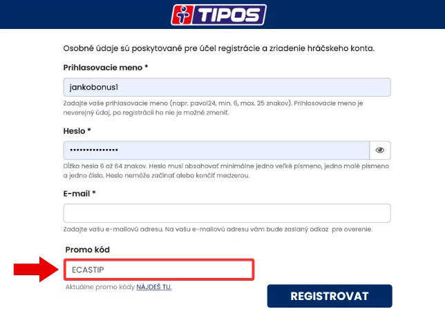 Tipos promo kód