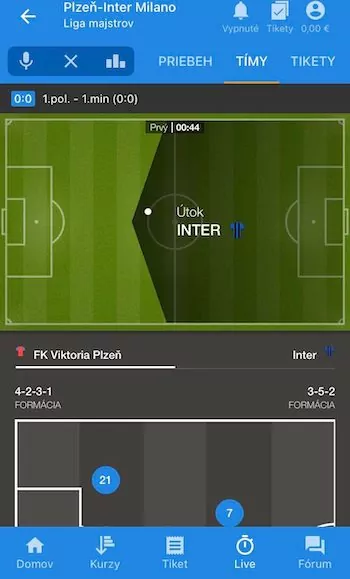 Na Ligu Majstrov je dostupný je aj Tipsport live tracker