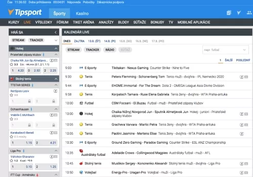Tipsport live tipovanie