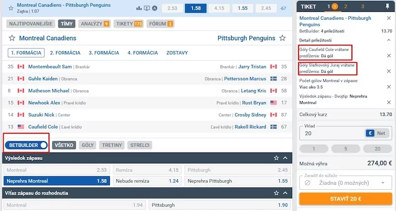 Strelci gólov a Betbuilder
