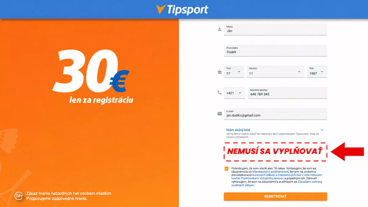 Tipsport akčný kód